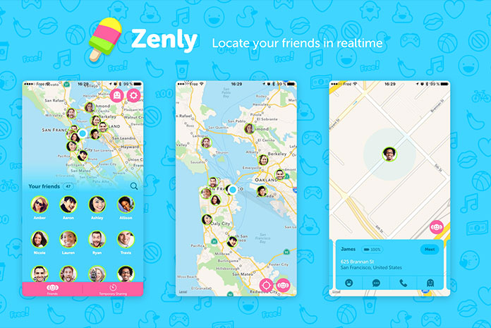Fonctionnalités de l'application mobile Zenly