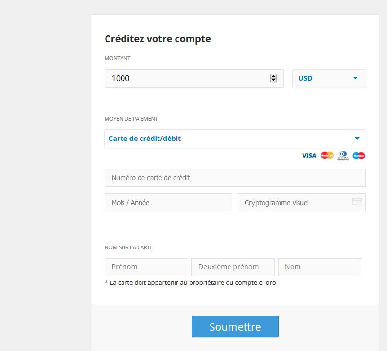 Étape 4 : Faire un premier dépôt sur son compte