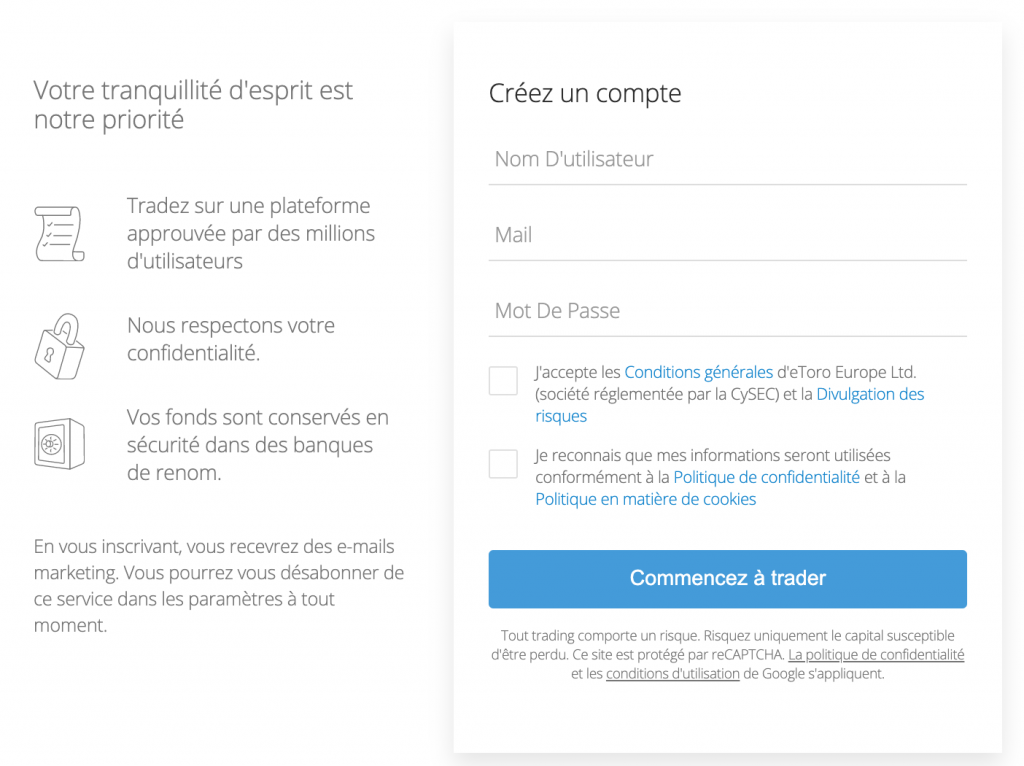 Créer compe eToro