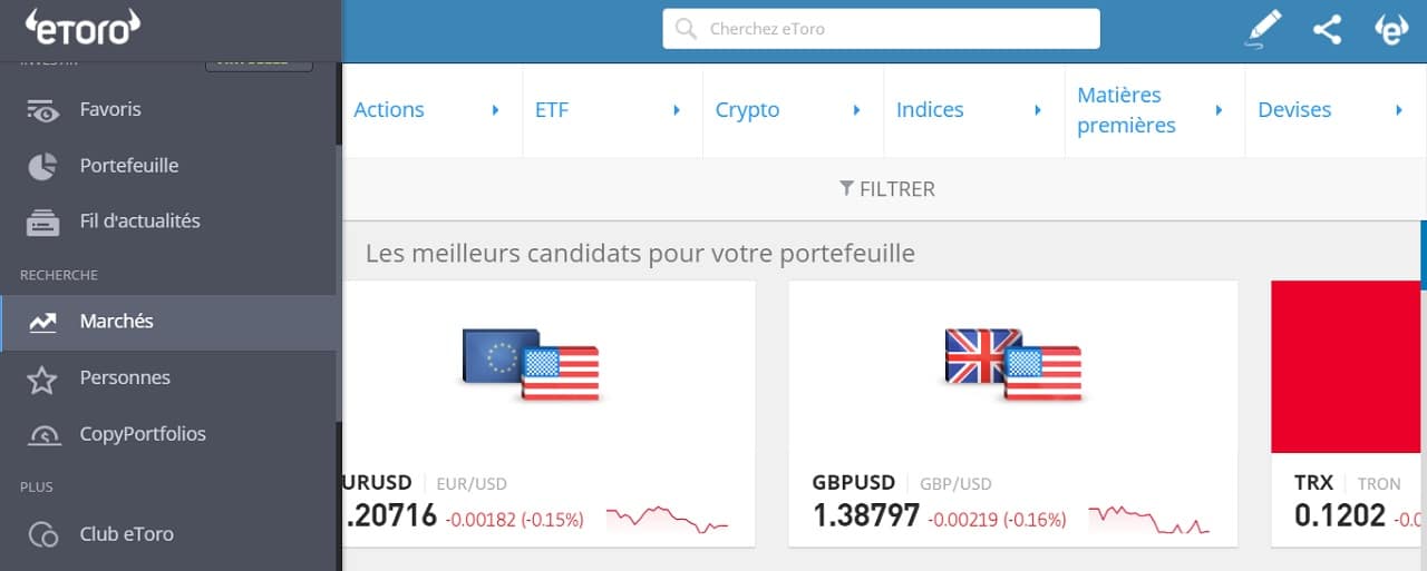 Trader sur eToro