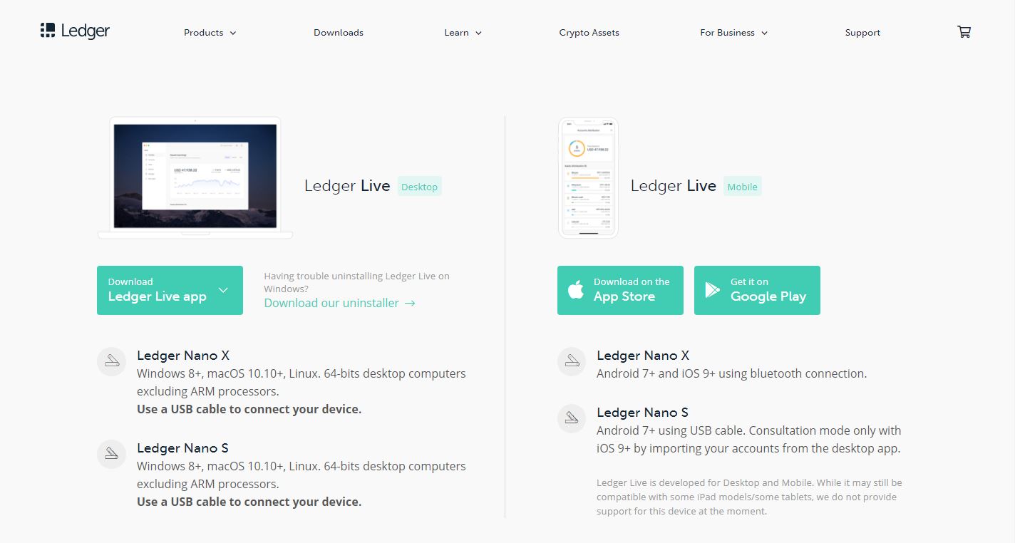 Créer un wallet Ethereum - interface de la plateforme Ledger