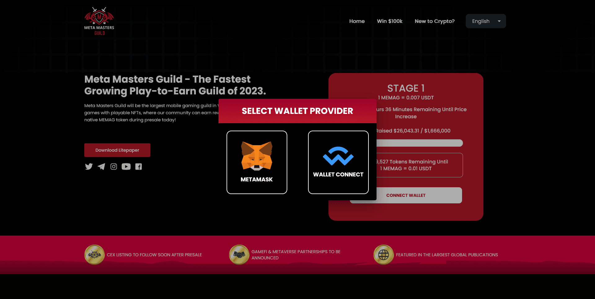 cours metamaster guild - connecter wallet