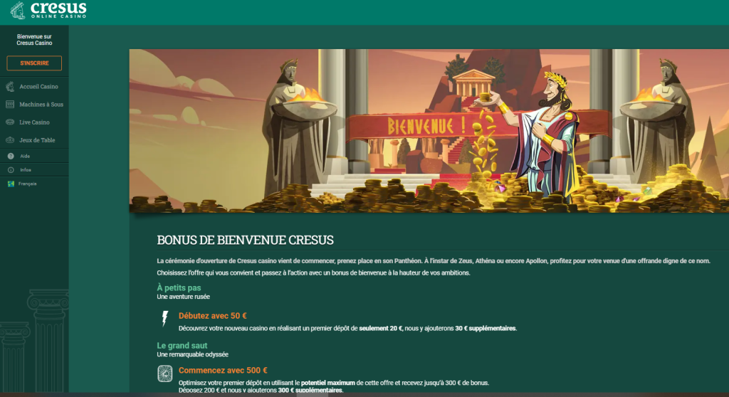 Avis Cresus casino : bonus
