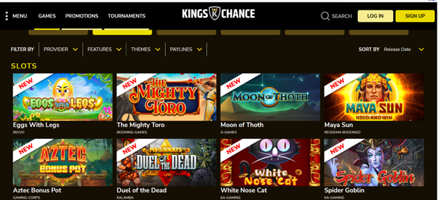 Meilleurs casinos avec machines à sous : Kings Chance