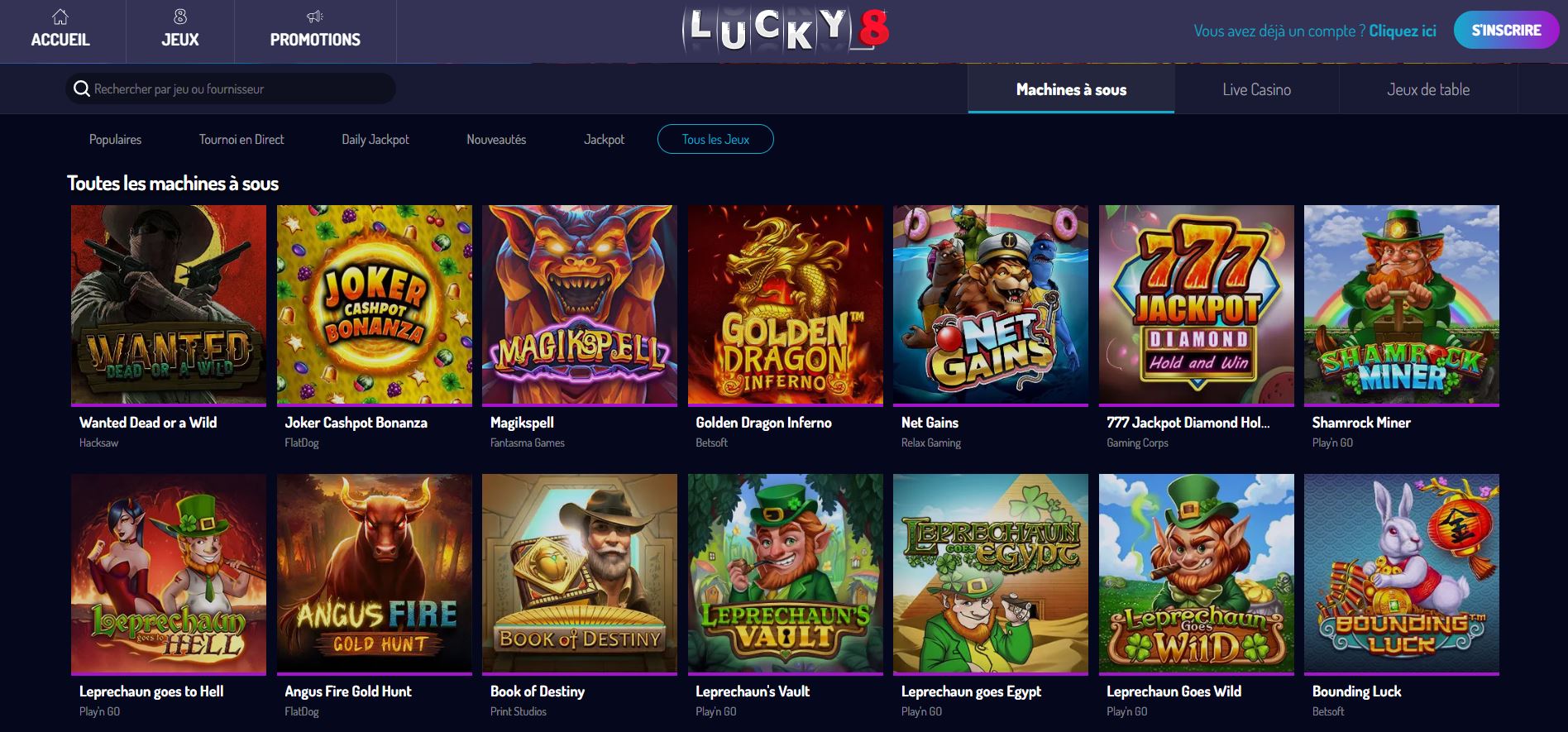 Machines à sous sur Lucky8 - Lucky8 Casino Avis