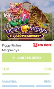 Piggy Riches Megaways (Red Tiger) sur Madnix - Madnix Casino Avis