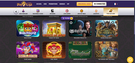 meilleurs mobiles casinos : Play Regal