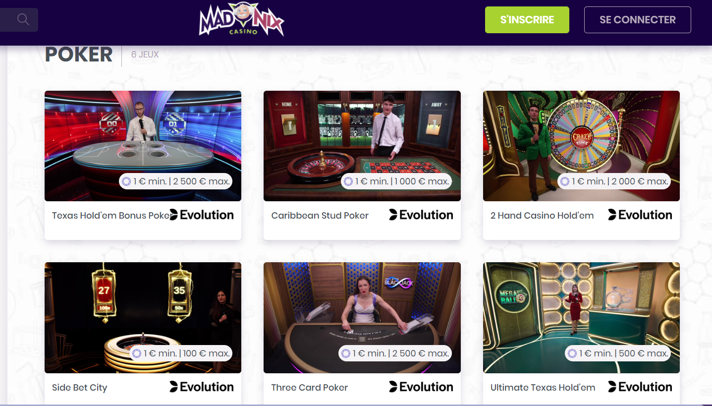 Meilleurs sites de poker : Madnix