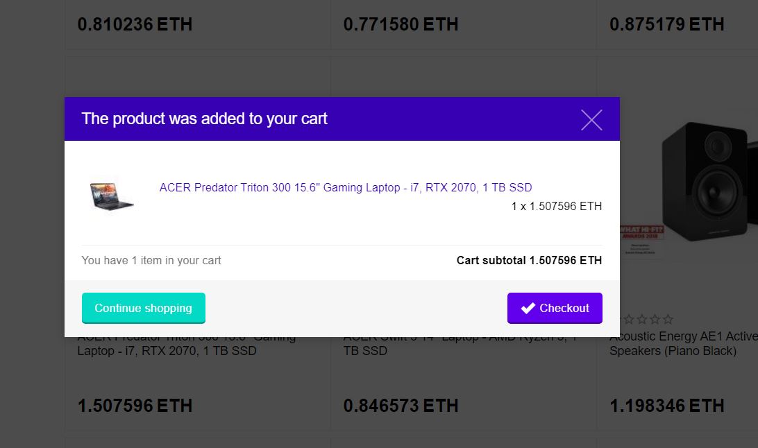 5.1. Checkout - Buy now sur Crypto Emporium - Que pouvez-vous acheter avec Ethereum