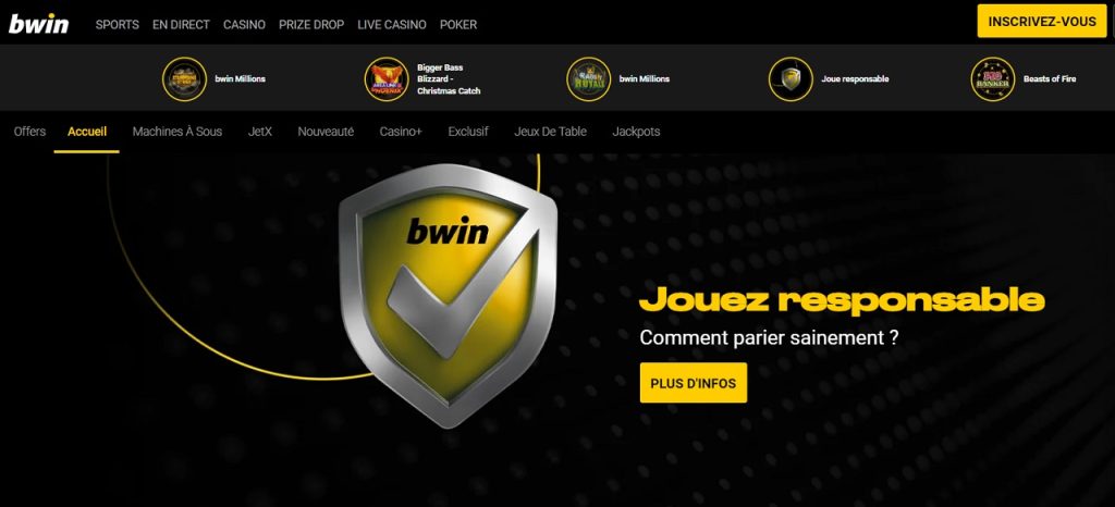 Bwin : Site de casino Pay by Phone + bonus premier dépôt de 200 € + 100 spins gratuits