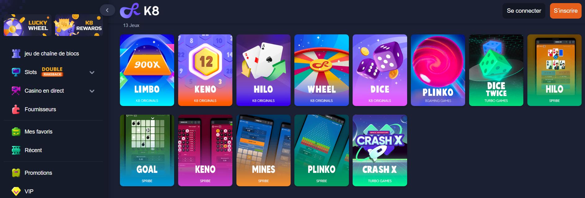 K8 Casino - Jeux blockchain - Crypto casino