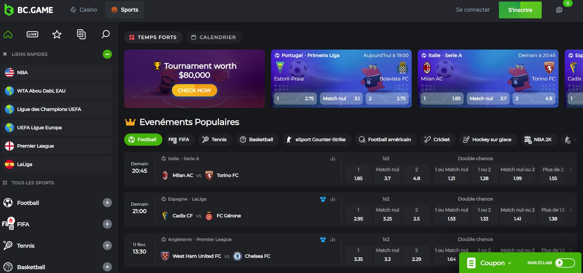 bc game parier sur la ligue des champions