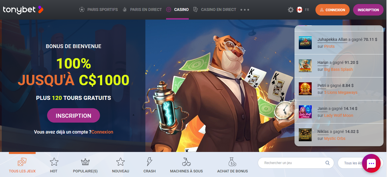 Tonybet - casino en ligne le plus payant