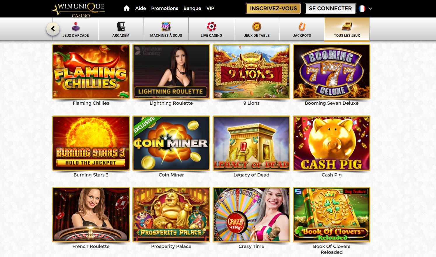 Unique Casino - Jeux - Meilleur casino en ligne argent réel