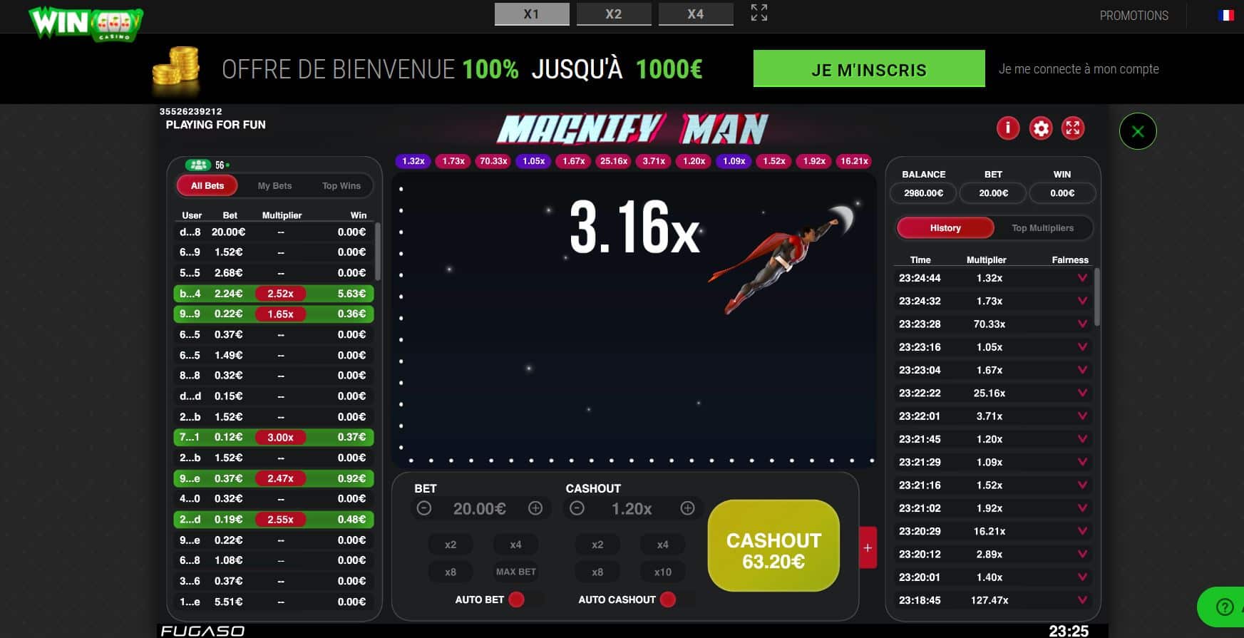 winoui casino jeu de fusée