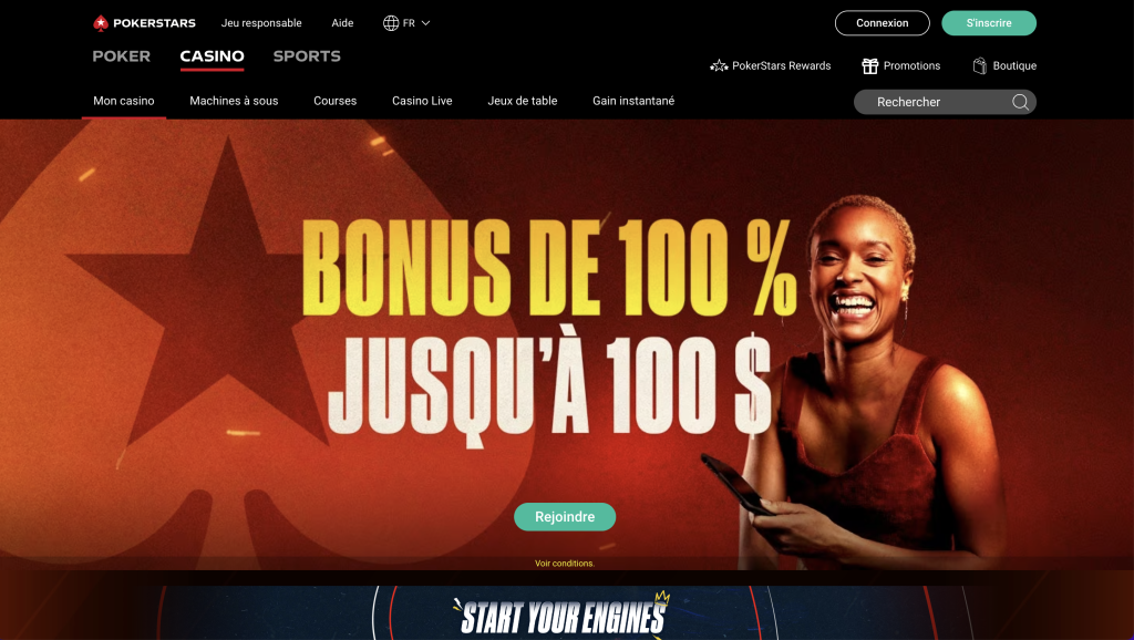 PokerStars : Casino qui accepte Pay by Phone + 100% de bonus jusqu’à 100 €