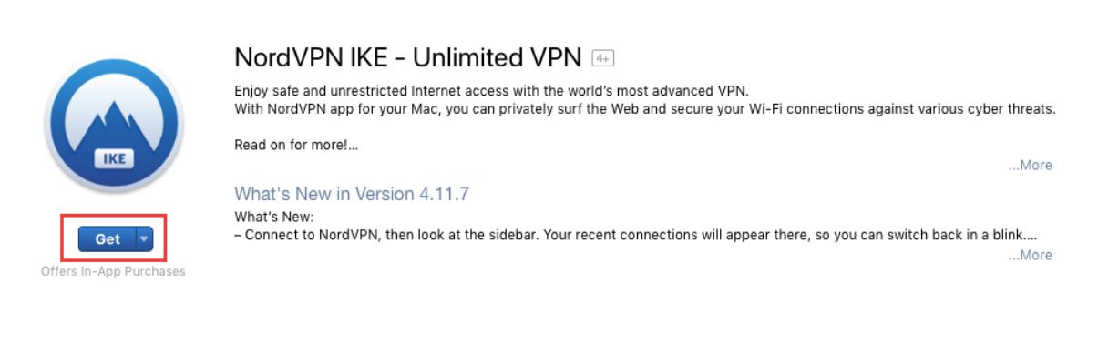 2. Cliquer sur Obtenir ou Get - comment utiliser un VPN Gratuit pour Mac