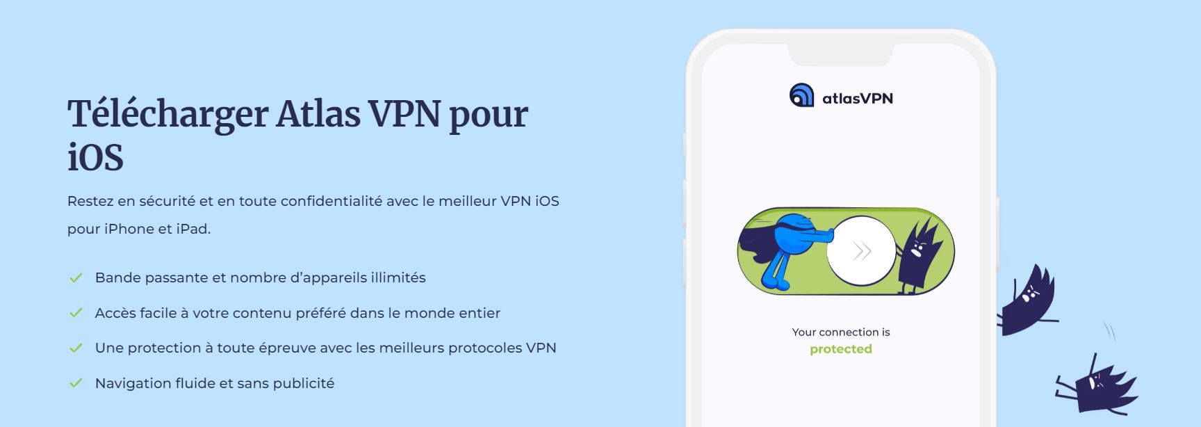 AtlasVPN - Accueil - VPN iPhone