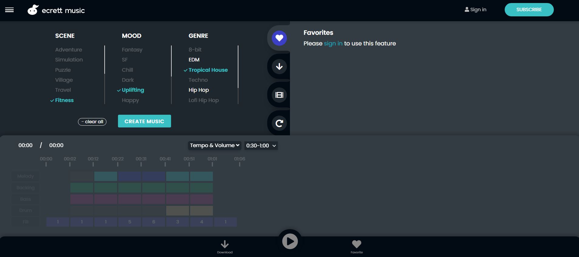 Ecrett Music - Interface - IA pour générer de la musique