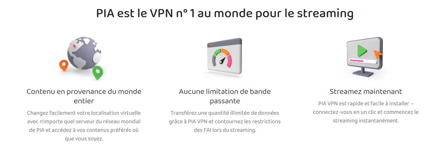 Private Internet Access - Numéro 1 pour le streaming - Meilleurs VPN en 2023