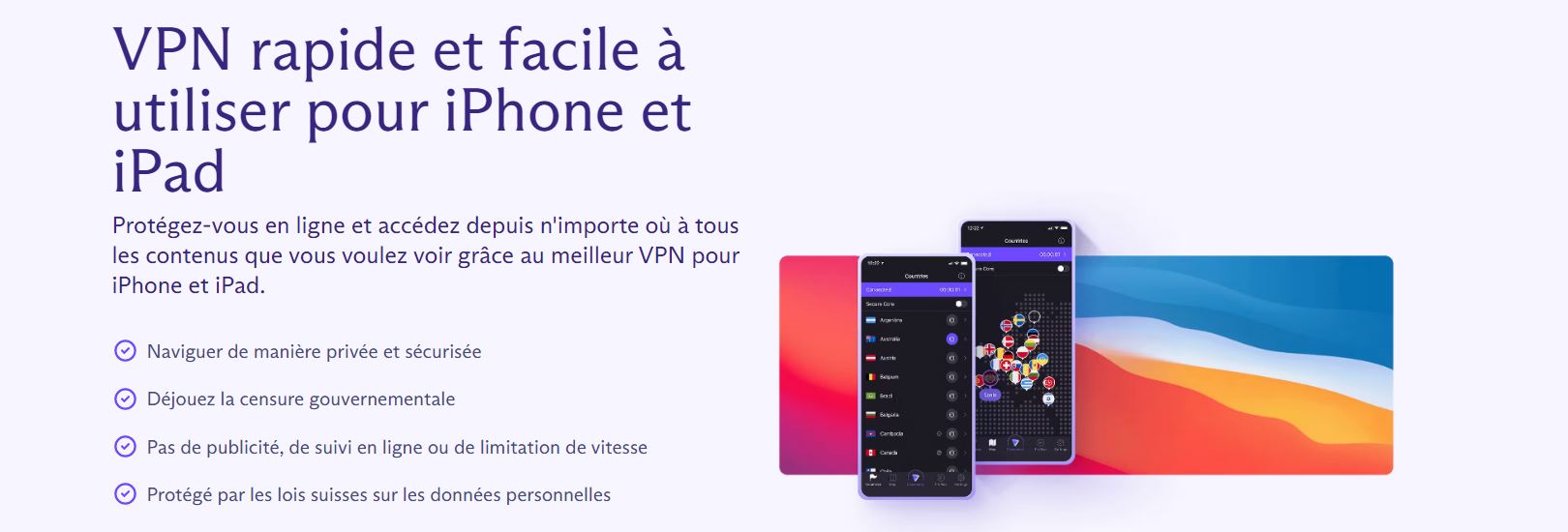 ProtonVPN - Accueil - VPN iPhone