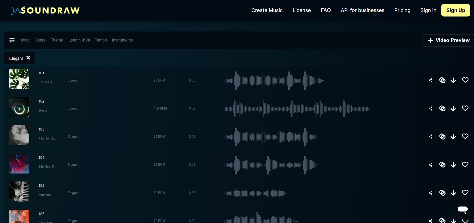 Soundraw - Musiques créées - IA pour générer de la musique