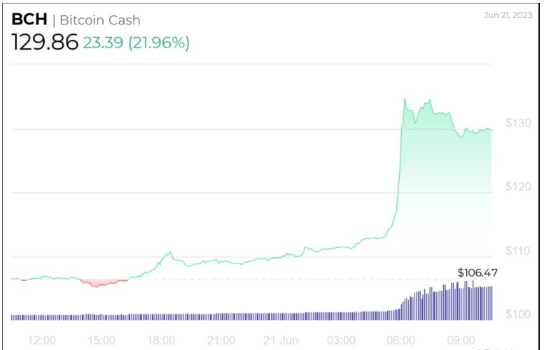 Analyse du prix de Bitcoin Cash sur une période de 24 h