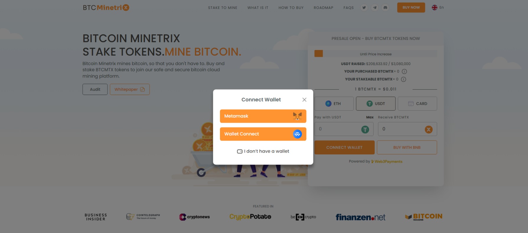 connecter wallet bitcoin minetrix