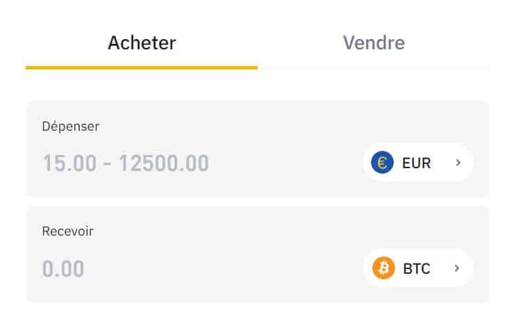 Binance - Menu d'achet de cryptos - Echanges Crypto sans vérification - No ID - sans KYC - Anonymement