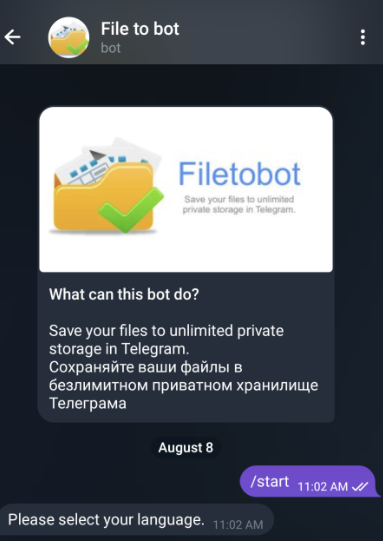 Meilleurs bots Telegram : File to bot
