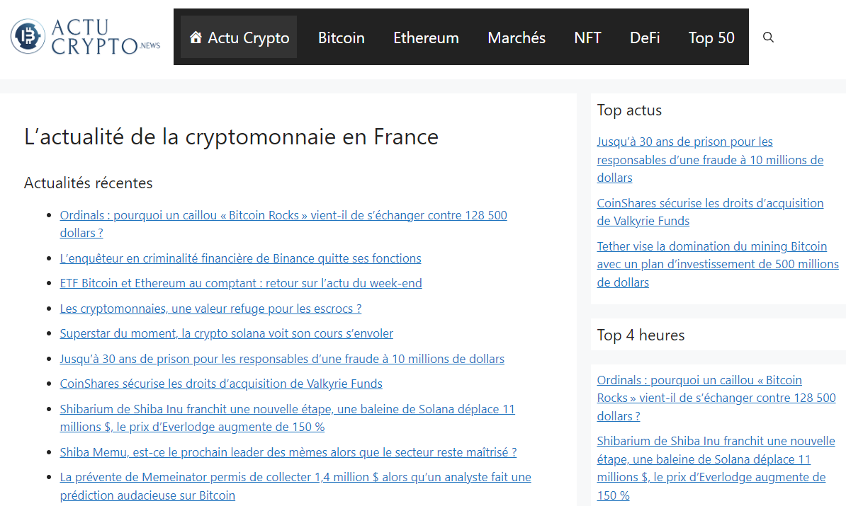 site actu crypto news