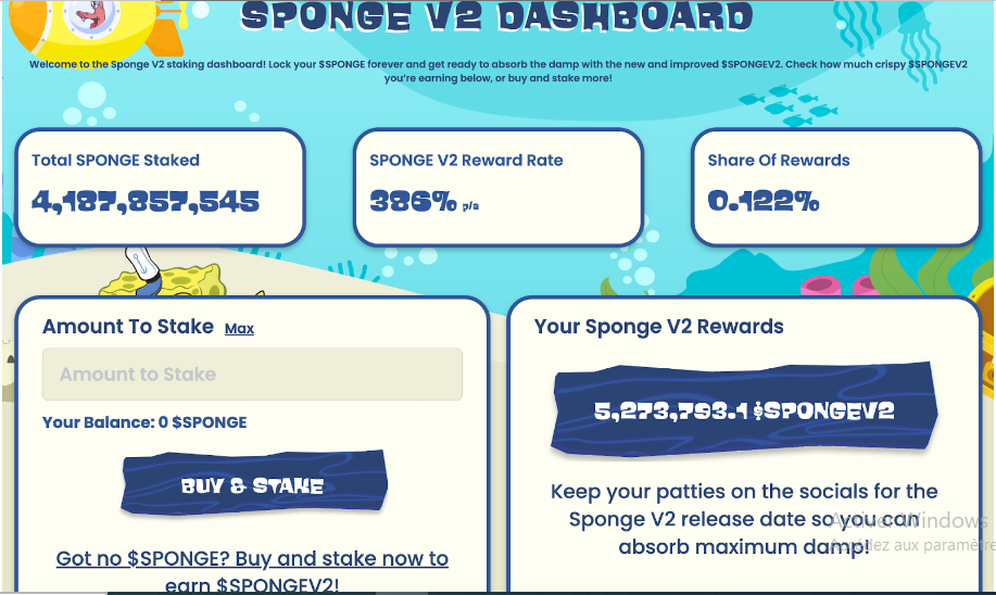 Sponge V2 dashboard