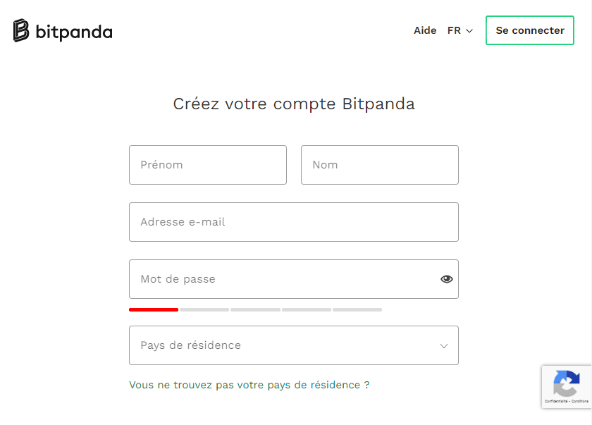 création compte Bitpanda
