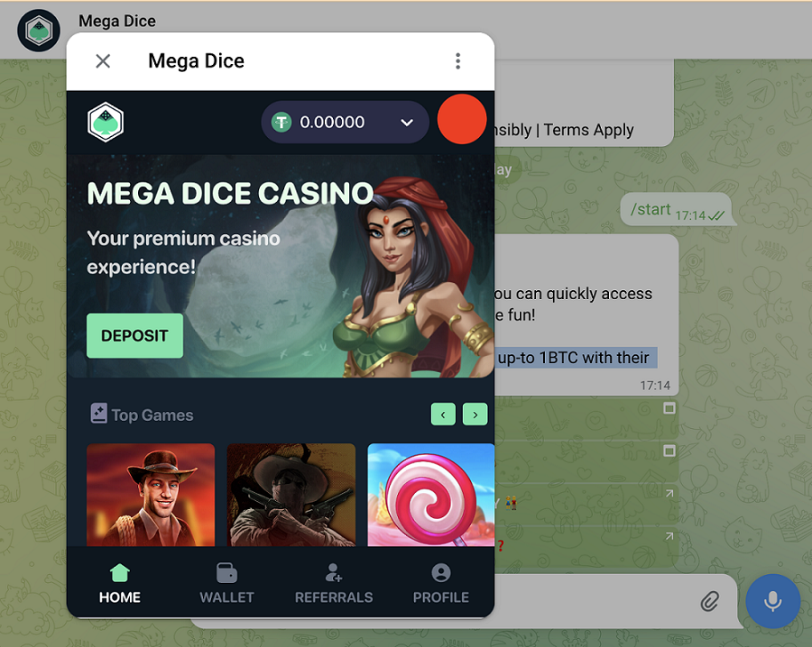 mega dice casino telegram