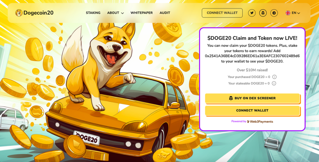 Dogecoin20 en hausse de 100 %, une heure après son listing sur Uniswap