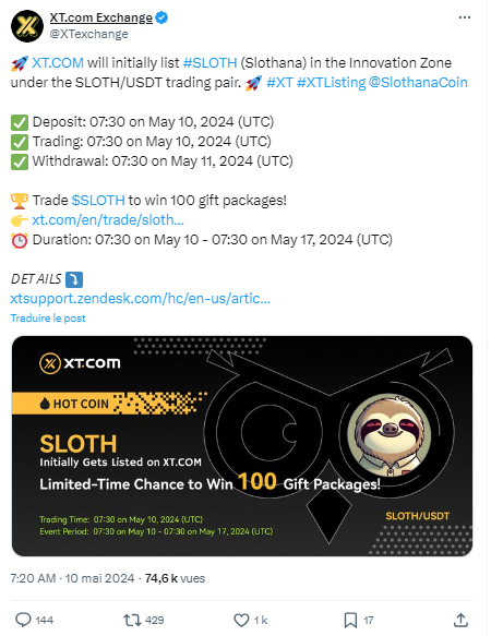 XT.com sloth