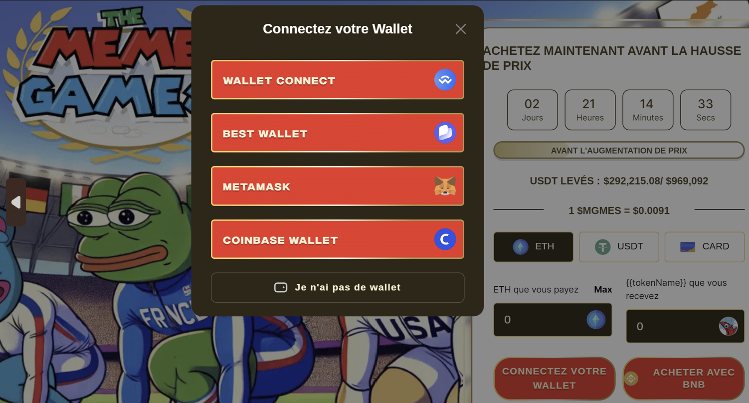 Meme Games Connecter le wallet