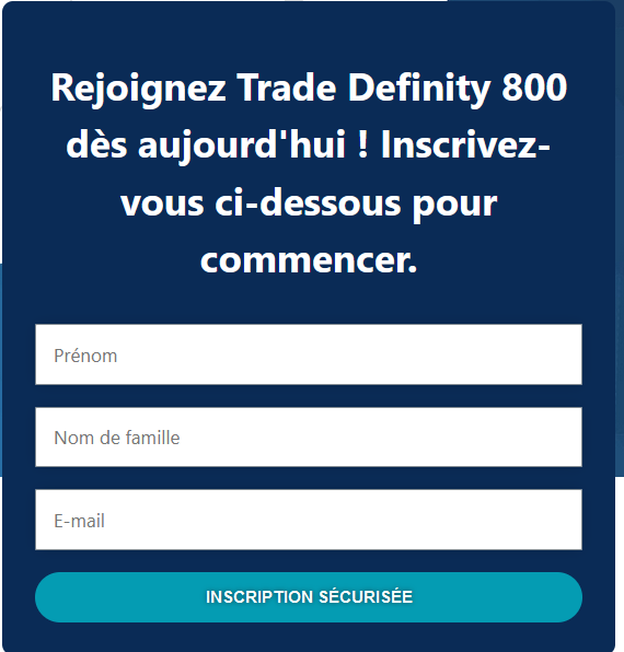 S'inscrire sur Trade V8 Definity