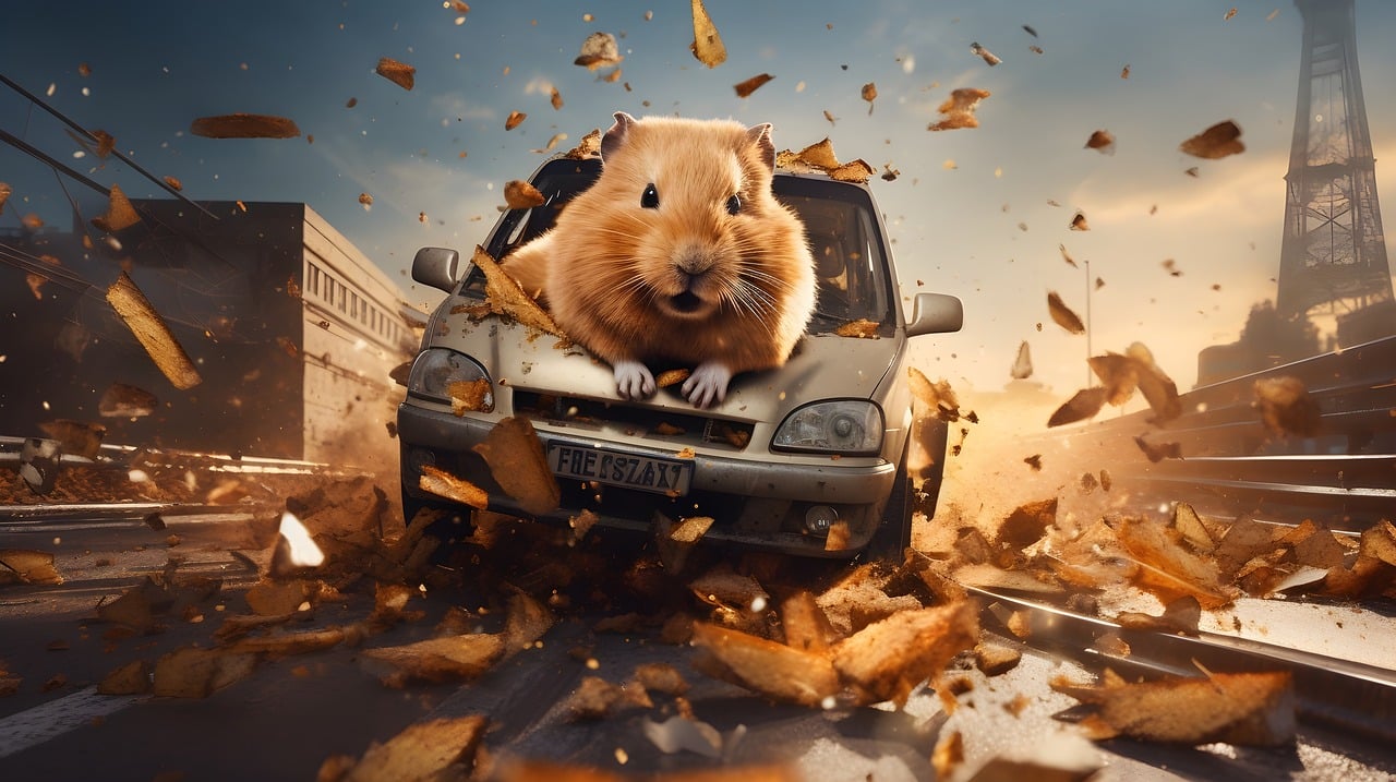 Hamster kombat dans un voiture