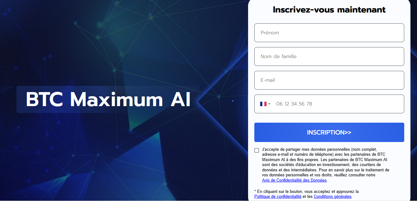 site de BTC Maximum AI