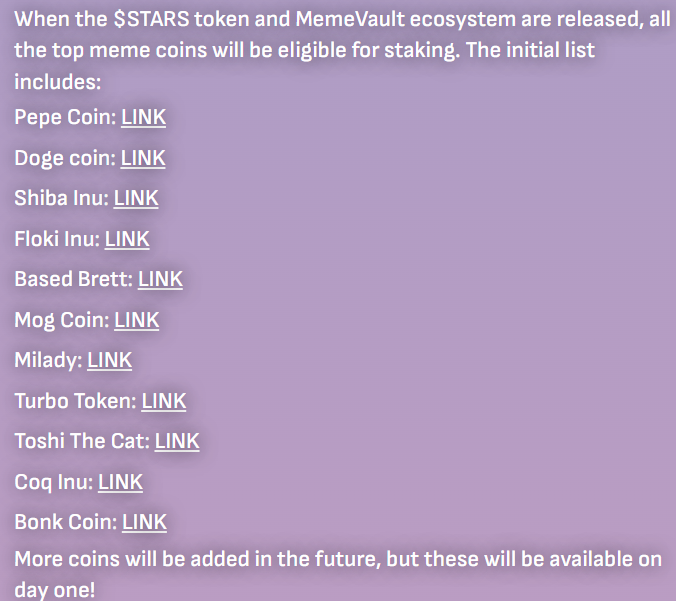 Les memecoins disponibles sur Crypto All-Stars