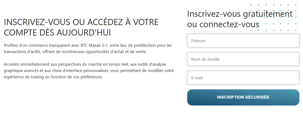 Bitcoin Maxair Avis - Inscription