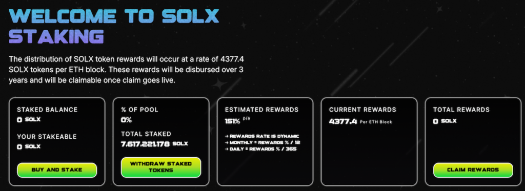 $SOLX staking