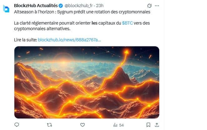 BTC en panne Les altcoins entrent en scène