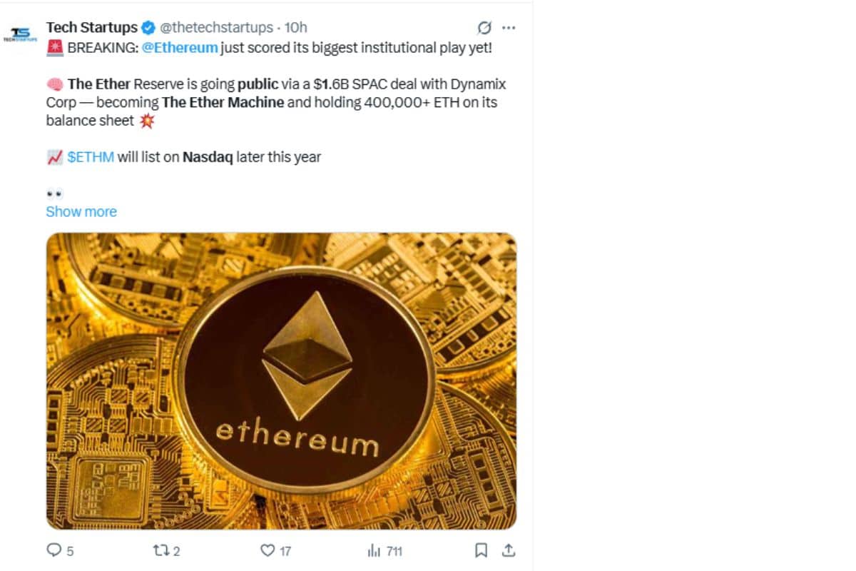 Tweet IPO Ethereum