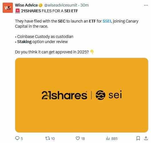 21Shares parie sur SEI et le staking