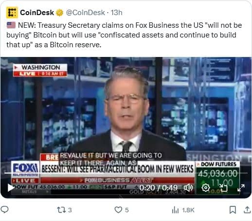 Coup de théâtre : Washington prêt à acheter du Bitcoin… mais sans dépenser un dollar