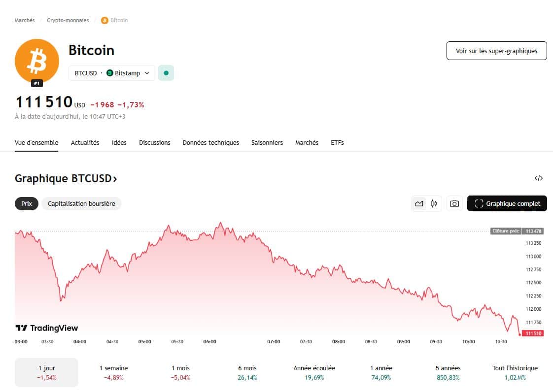 Bitcoin chute brutalement 
