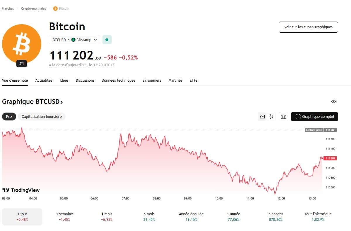BTC vacille sur les 110 K 