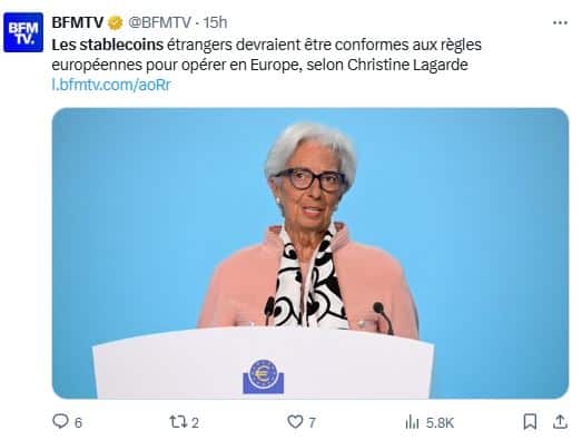BCE contre les stablecoins hors UE 
